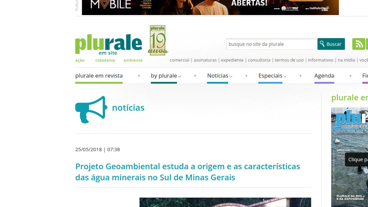 Projeto Geoambiental apresenta a origem e as características das águas minerais no Sul de Minas Gerais