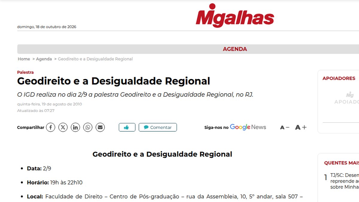 Geodireito e a Desigualdade Regional na UCAM