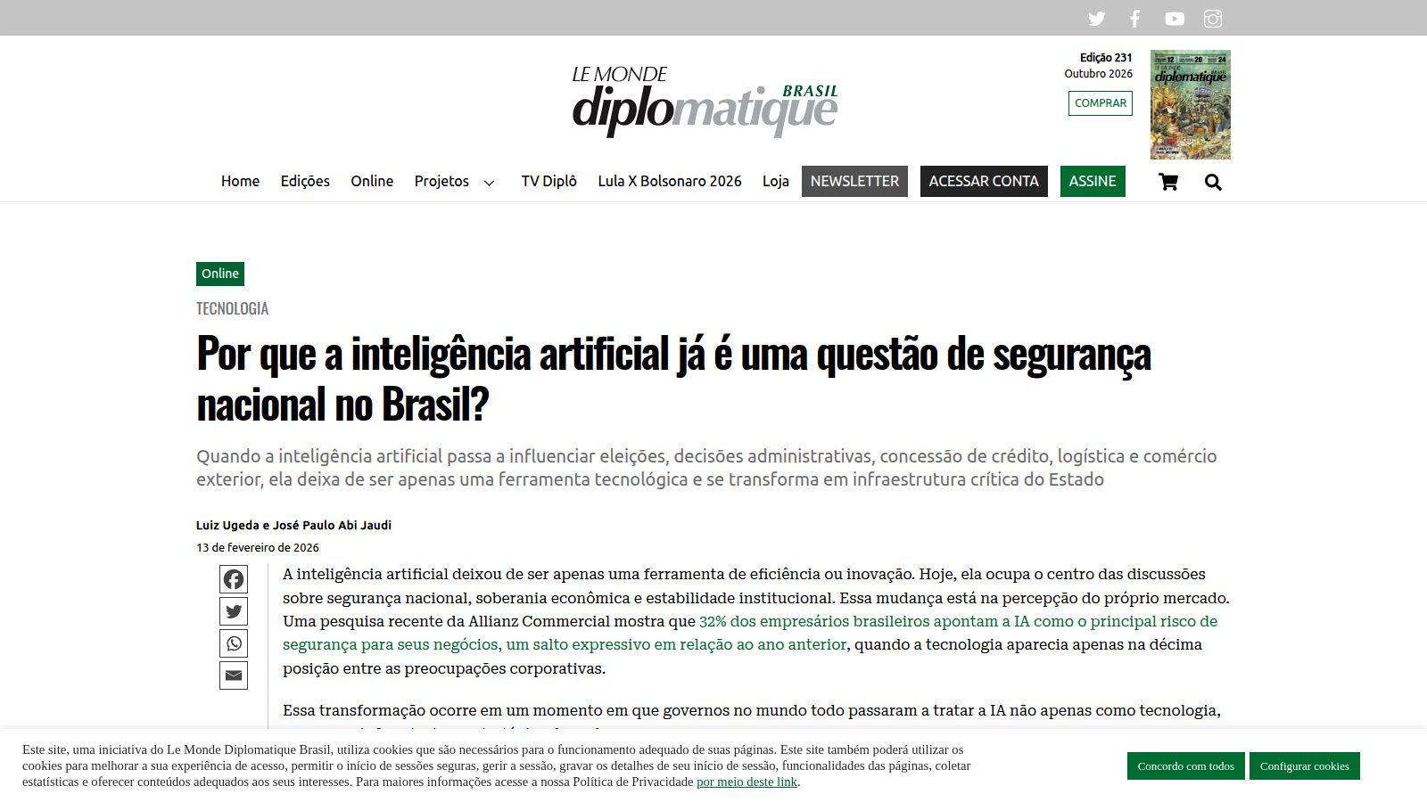 Por que a inteligência artificial já é uma questão de segurança nacional no Brasil?
