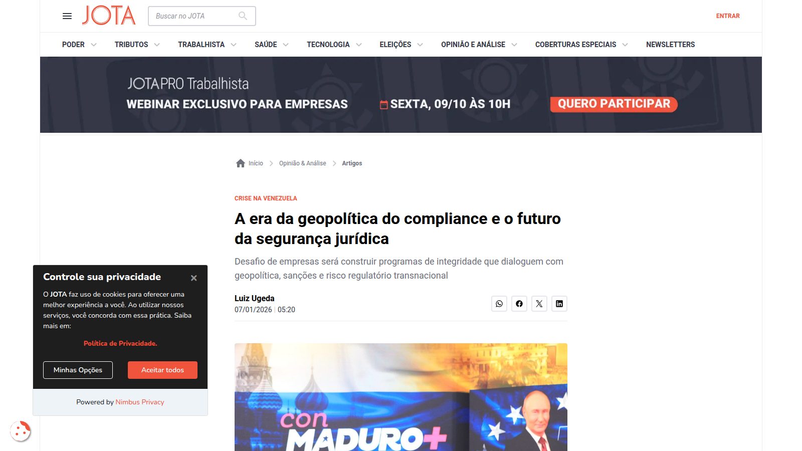 A era da geopolítica do compliance e o futuro da segurança jurídica