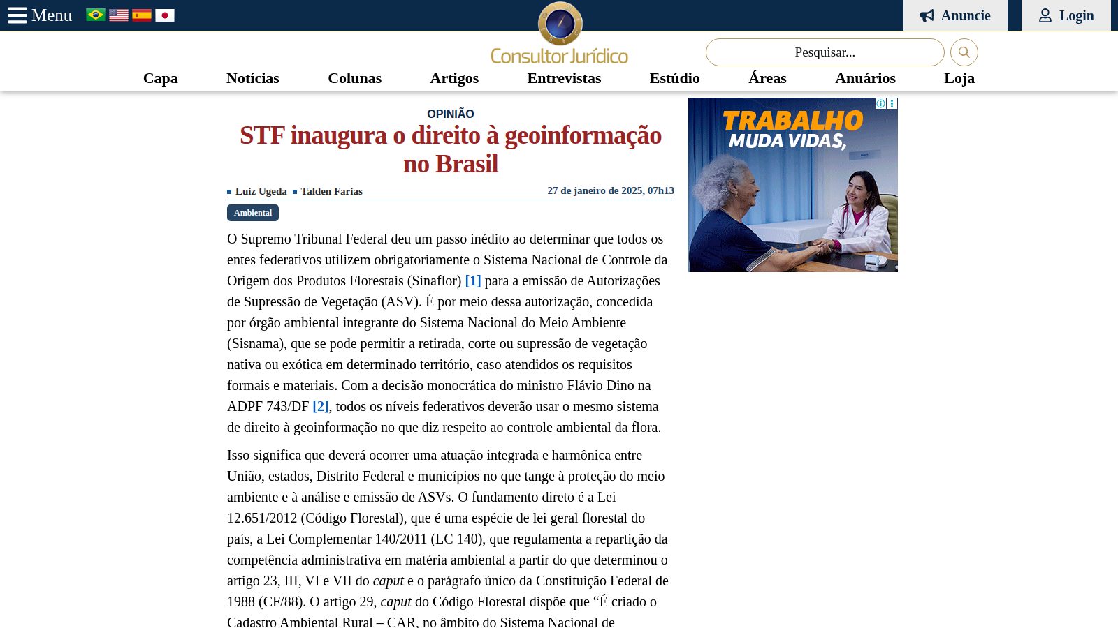 STF inaugura o direito à geoinformação no Brasil