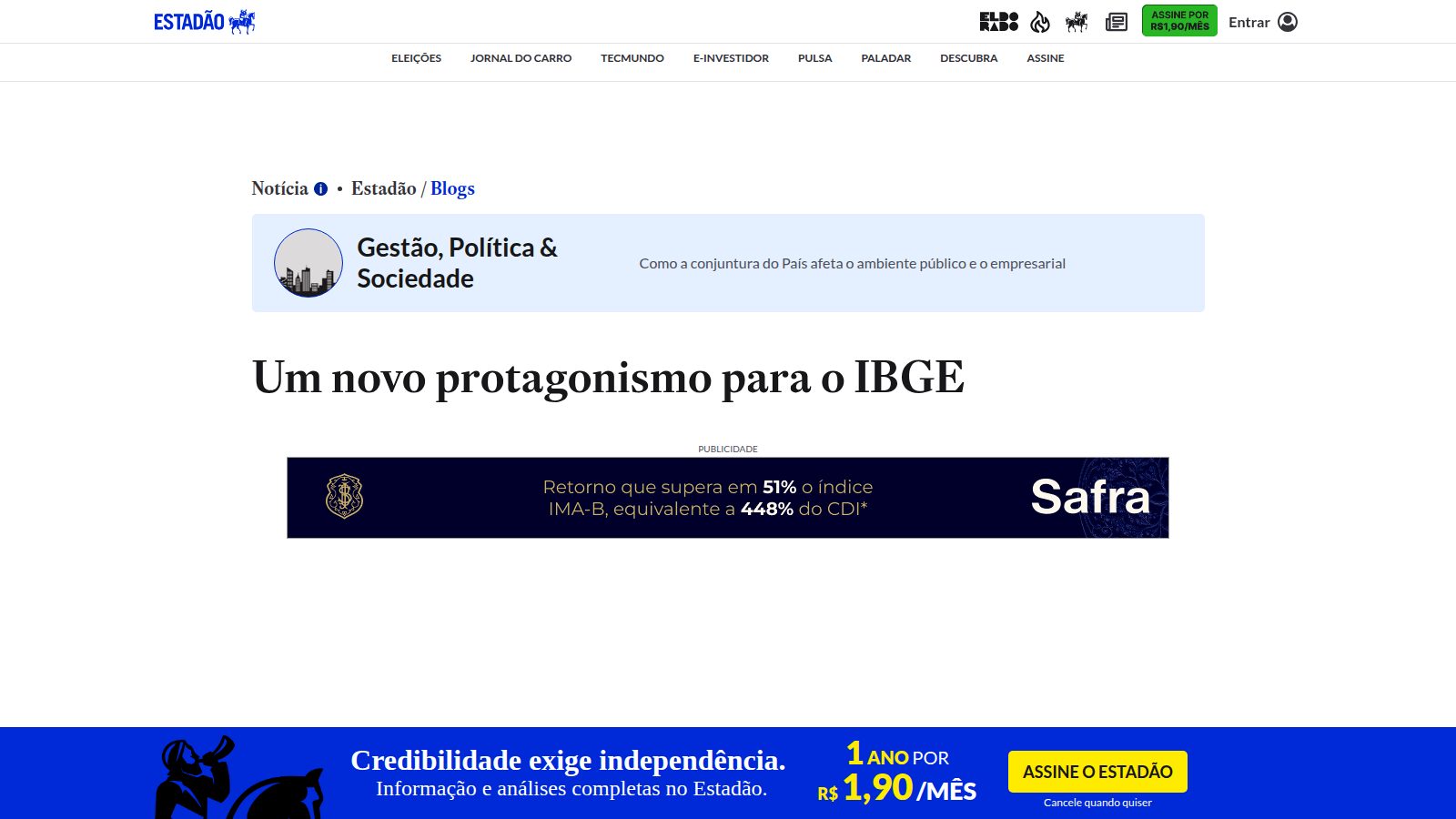 Um novo protagonismo para o IBGE