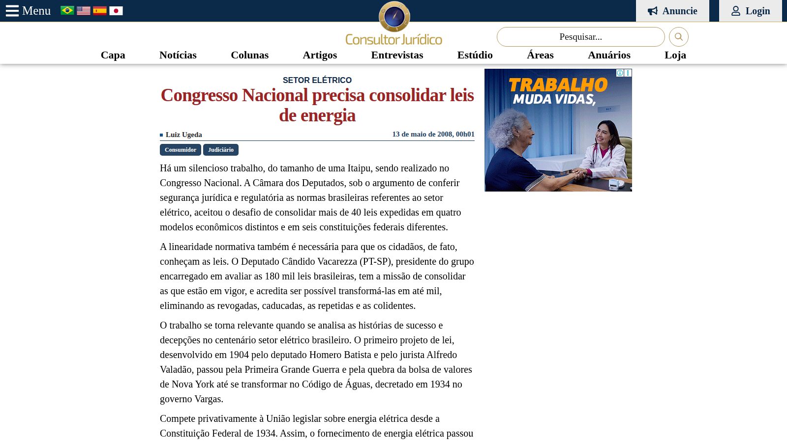 Congresso Nacional precisa consolidar leis de energia